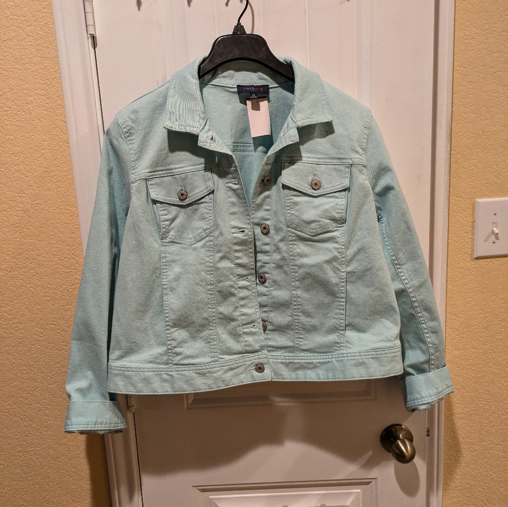Talbots Stretch Jean Jacket   XL color Teal - Picture 5 of 16